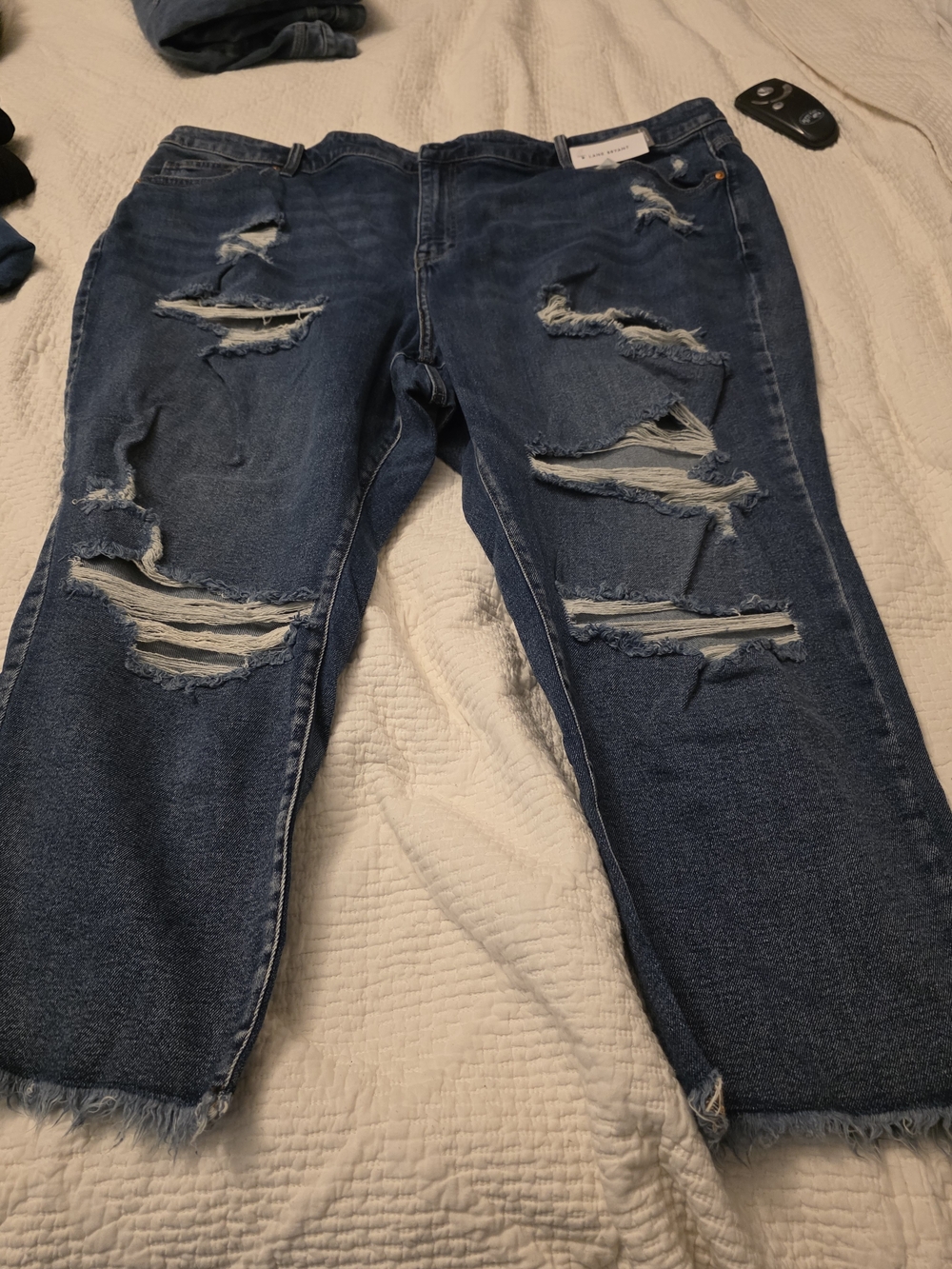 Lane Bryant Dark Blue Ripped Boyfriend Jeans